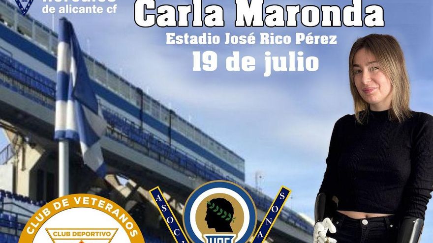 Cartel del partido solidario en apoyo a Carla Mayonda, que se disputará el próximo 19 de julio en el Rico Pérez