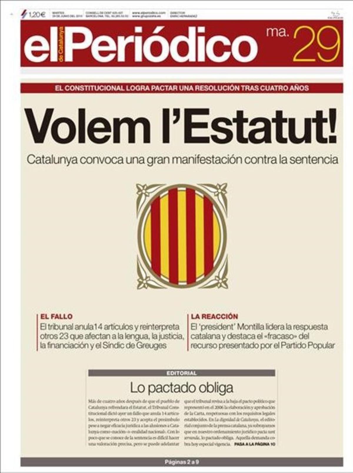 Portada del 29 de junio del 2010.