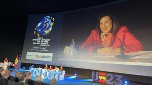 La ministra de Defensa, Margarita Robles, interviene en la inauguración de las jornadas de Ciberseguridad y Defensa en Madrid, el 28 de noviembre.