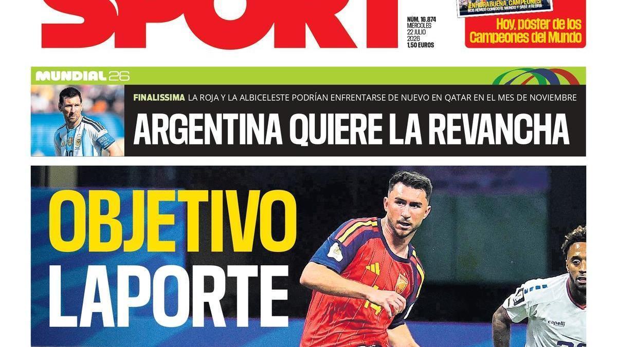 La portada de SPORT de hoy miércoles, 22 de julio de 2026