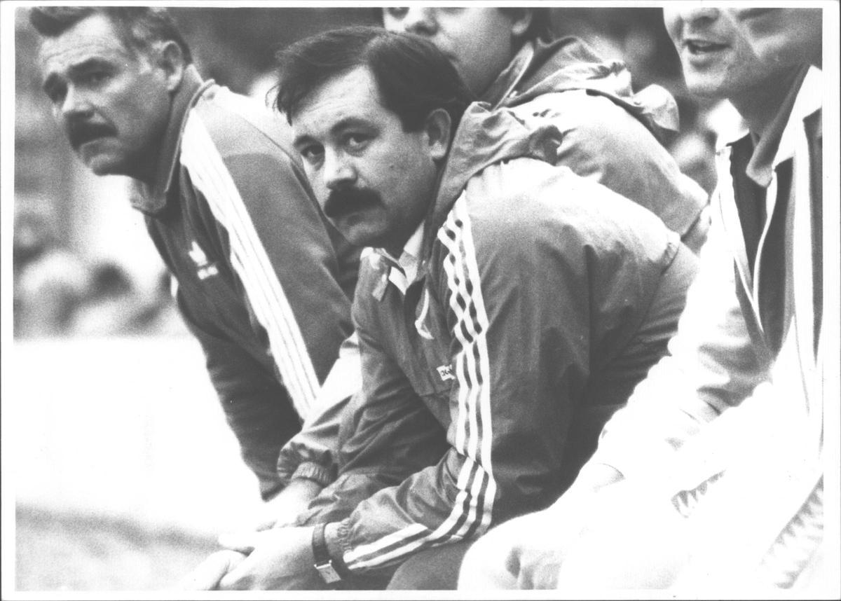 Santi Carrasco, durant un partit el 1984 com a tècnic del Blanes