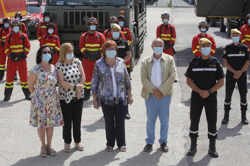 Gloria Calero visita la Unidad Militar de Emergencias, UME en la base militar de Bétera