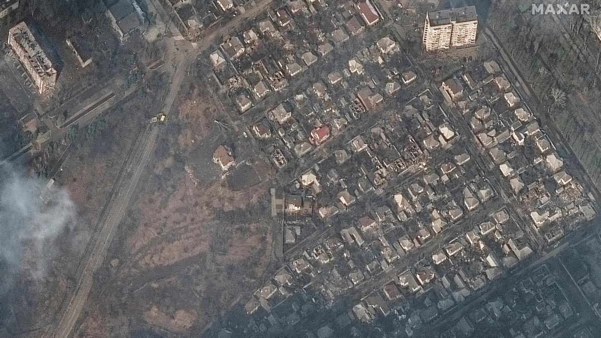 Vista aérea de la ciudad de Mariúpol, tras los bombardeos rusos.
