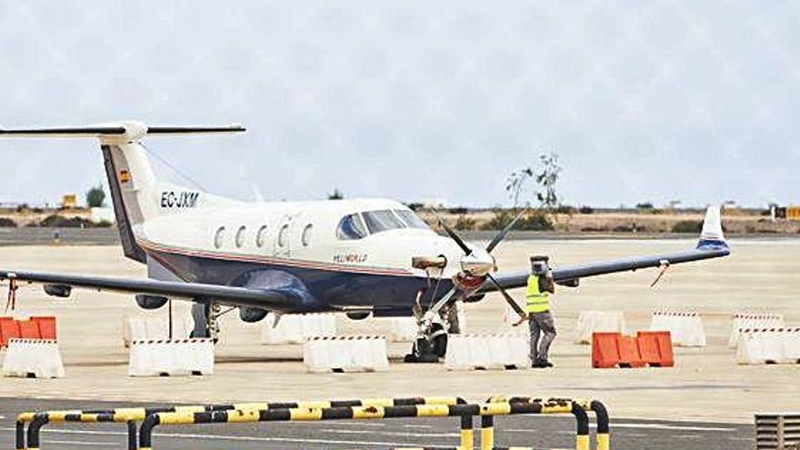 La avioneta de la droga, en el Aeropuerto de Fuerteventura.