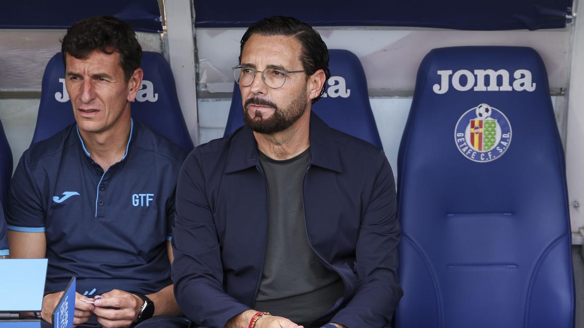 Jose Bordalas, en el banquillo del Getafe