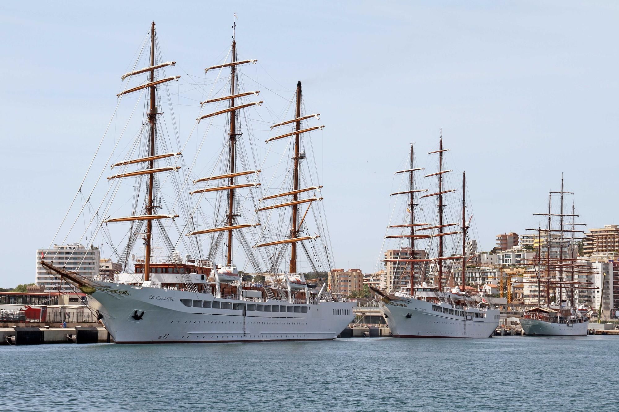 Drei große Segelyachten zu Besuch in Palma de Mallorca