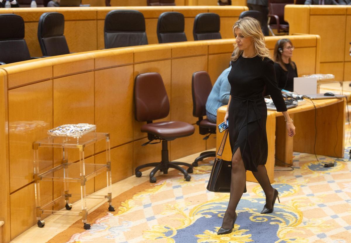 Yolanda Díaz, en el Pleno de este miércoles celebrado en el Senado.