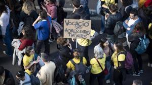 Una de las últimas movilizaciones docentes en Catalunya este curso.