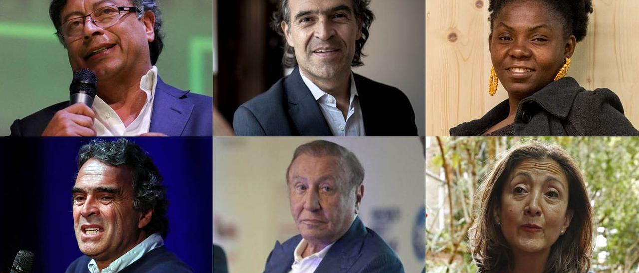 Principales candidatos a las elecciones colombianas.