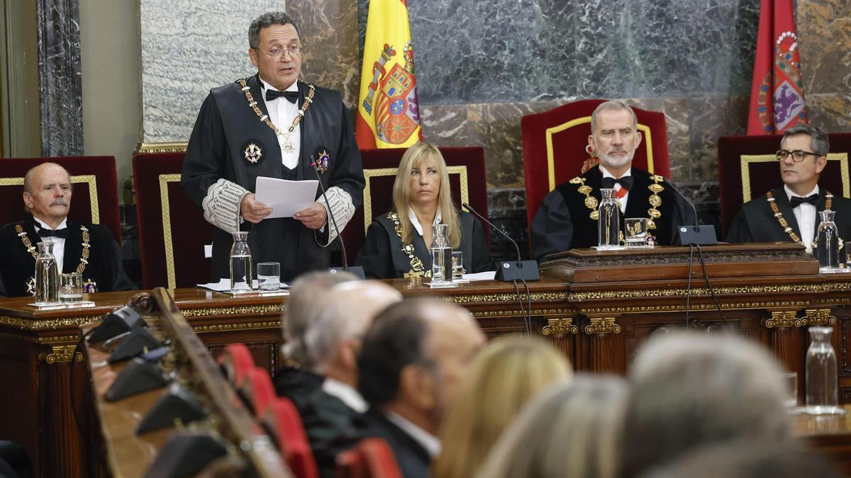 El fiscal general de l'Estat, durant la seva intervenció en l'acte d'obertura de l'any judicial
