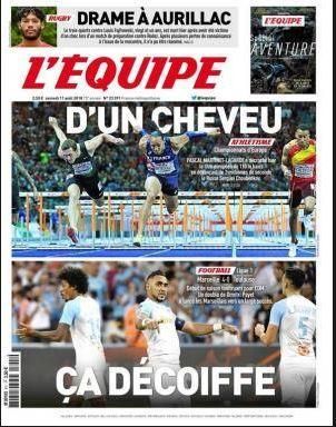 Portada L'ÉQUIPE sábado 11 de agosto de 2018