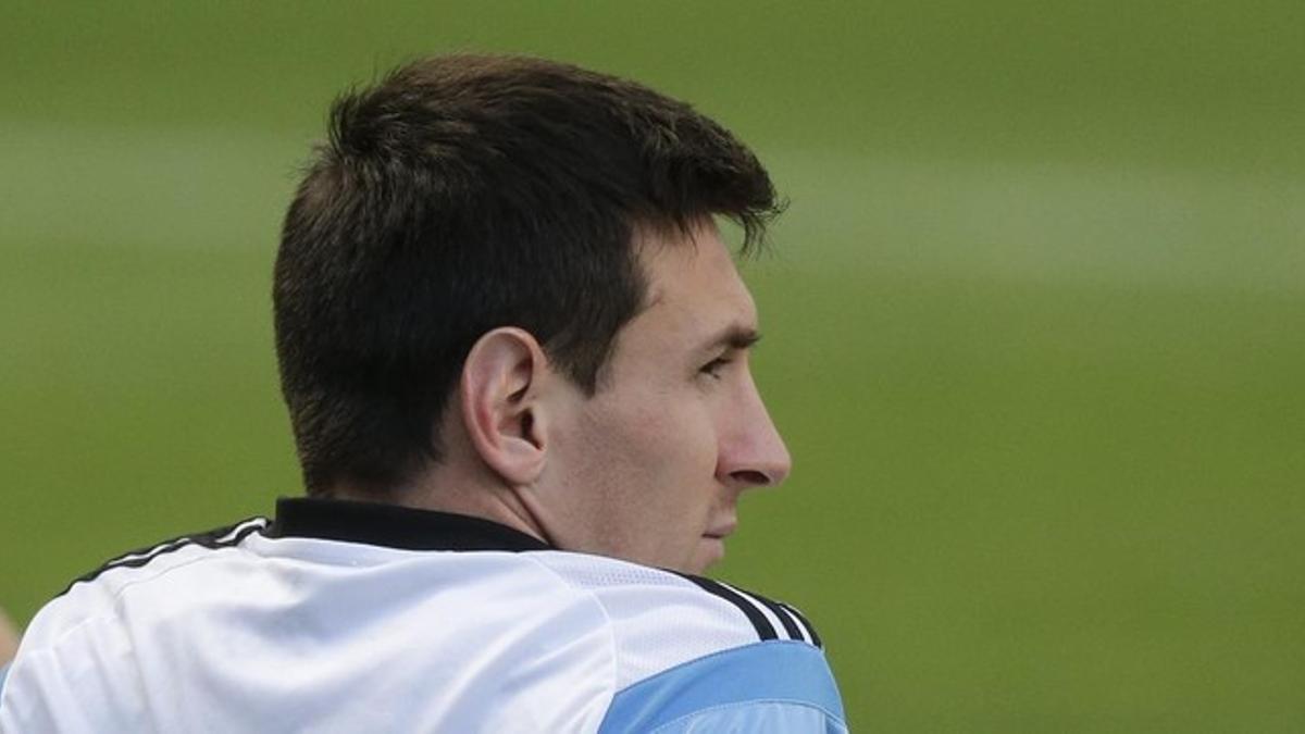 Leo Messi, en un entrenamiento de la selección argentina.