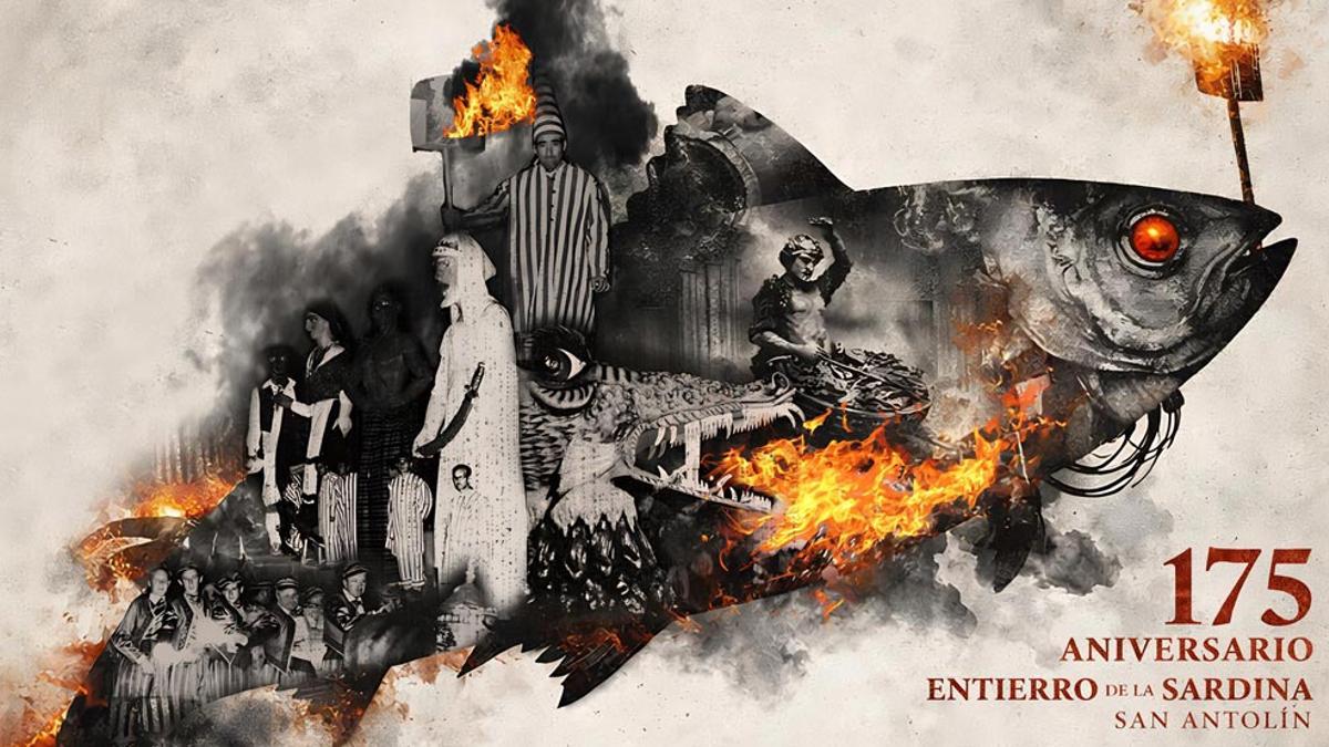 Cartel anunciador de los actos conmemorativos del 175 aniversario del Entierro de la Sardina de Murcia