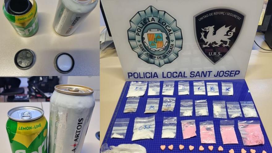 Drogas escondidas en latas de bebida en Ibiza