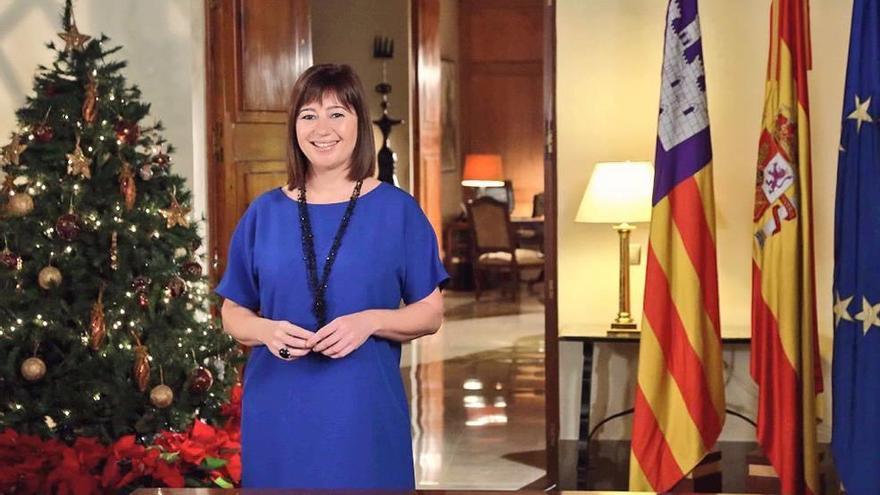 La presidenta del Govern, Francina Armengol, durante su discurso de fin de año.