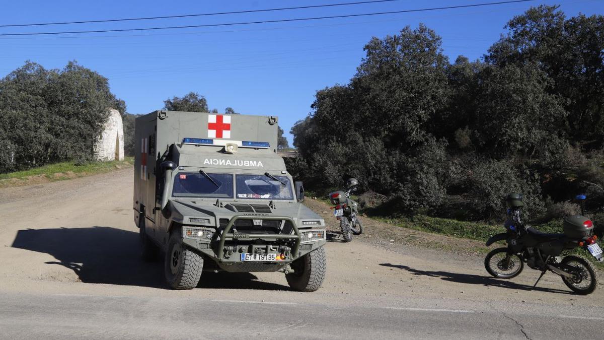 Ambulancia militar, en el entorno donde ocurrieron los trágicos hechos.