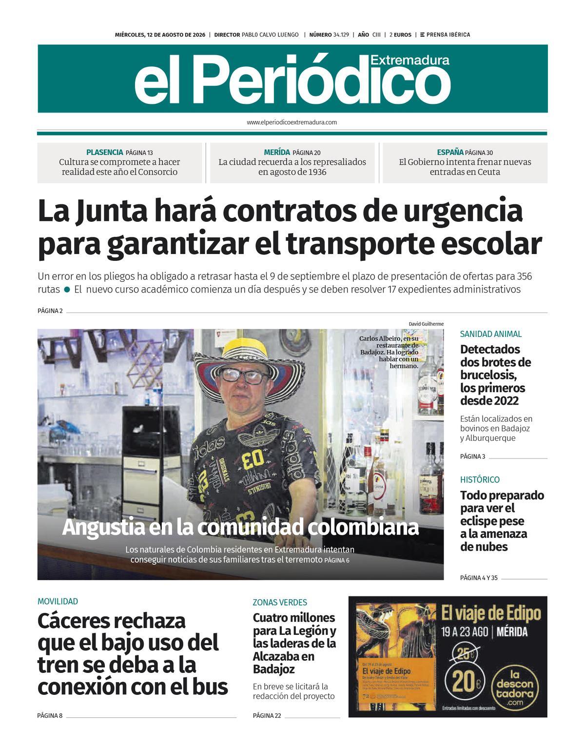 Consulta la portada correspondiente al día 12 de agosto de 2026