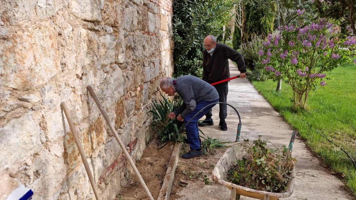 Usuarios del palacio de Valparaíso cultivan el huerto habilitado en el jardín