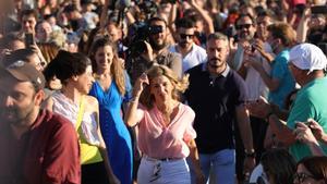 La vicepresidenta segunda, Yolanda Díaz, durante el primer acto de Sumar, en Matadero Madrid, a 8 de julio de 2022, en Madrid (España). 