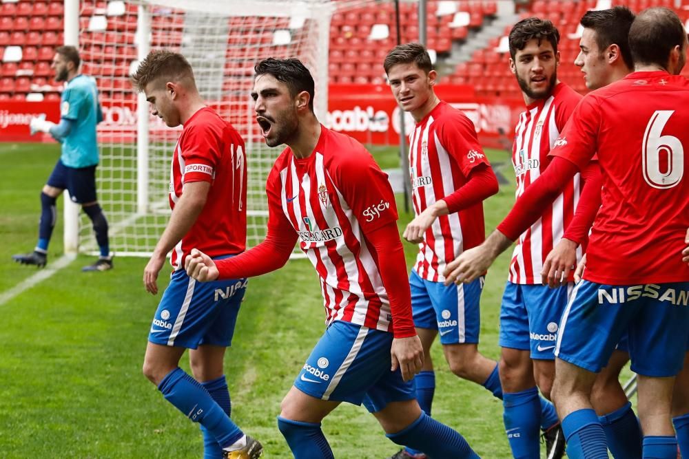 El partido entre el Sporting B y el Mirandés, en imágenes