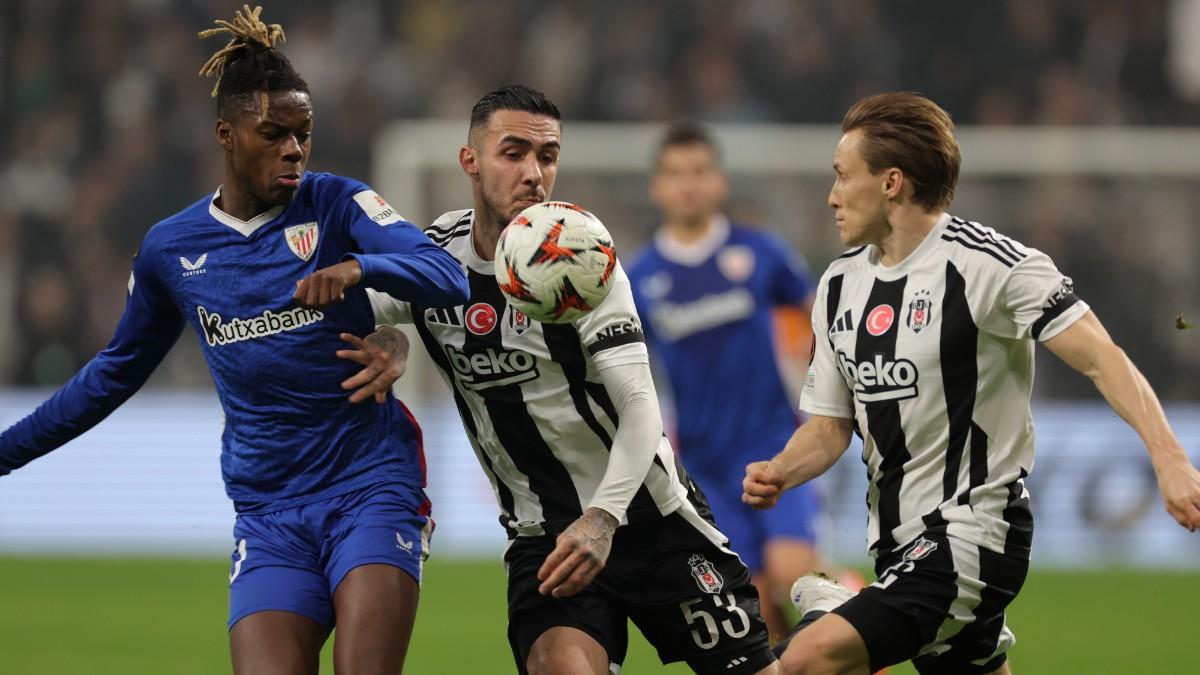 Nico Williams, durante la anterior jornada de la Europa League