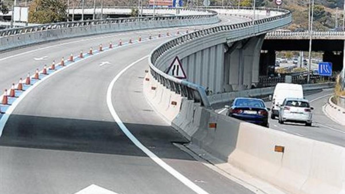 Vista del carril bus-VAO de la C-58, ya con doble sentido, en septiembre.