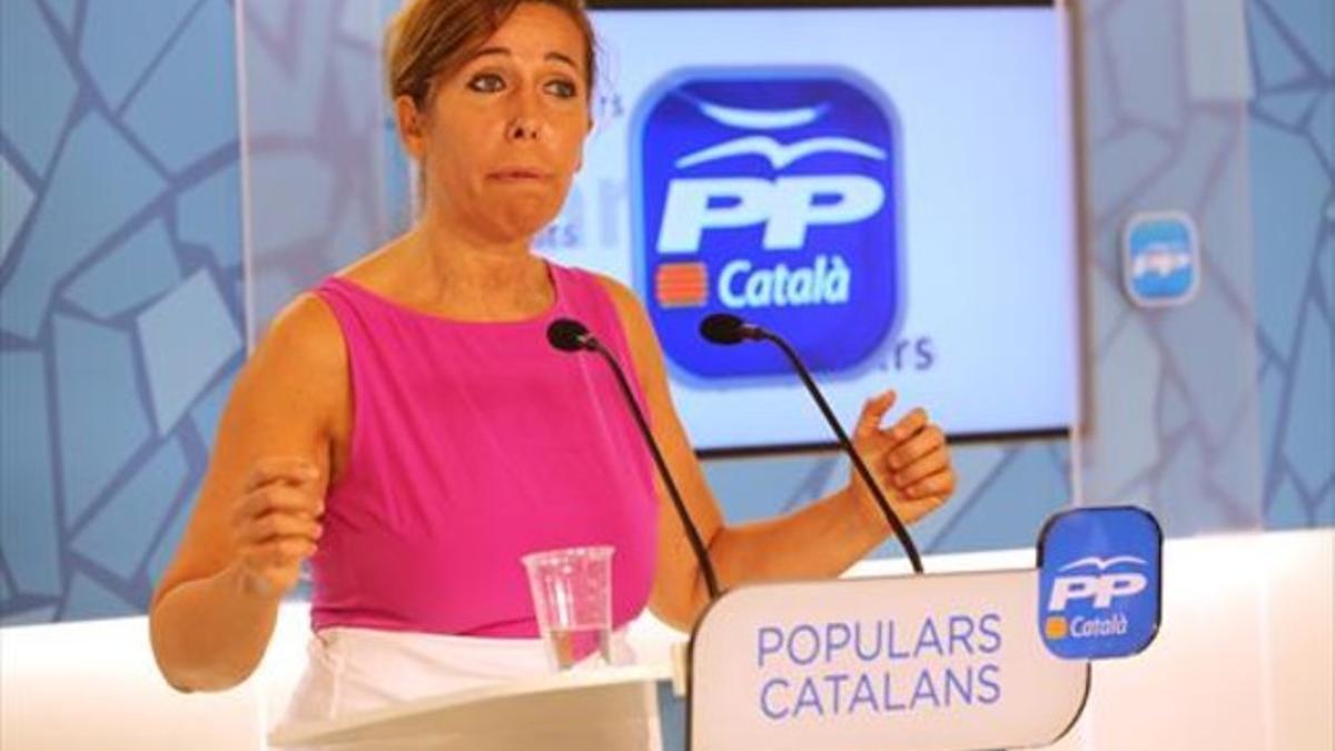 Alicia Sánchez-Camacho, ayer, en la sede del PP catalán.