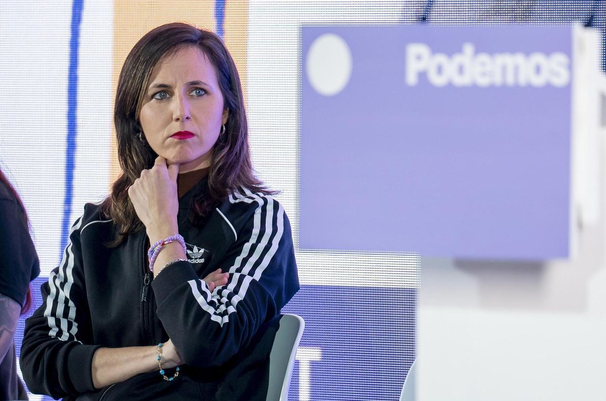 La secretaria general de Podemos, Ione Belarra, durante el acto ‘Regularización son derechos’, a 26 de enero de 2026, en Madrid (España). El acto, en el que participan, entre otras figuras, la secretaria general de Podemos y la secretara política de la fo