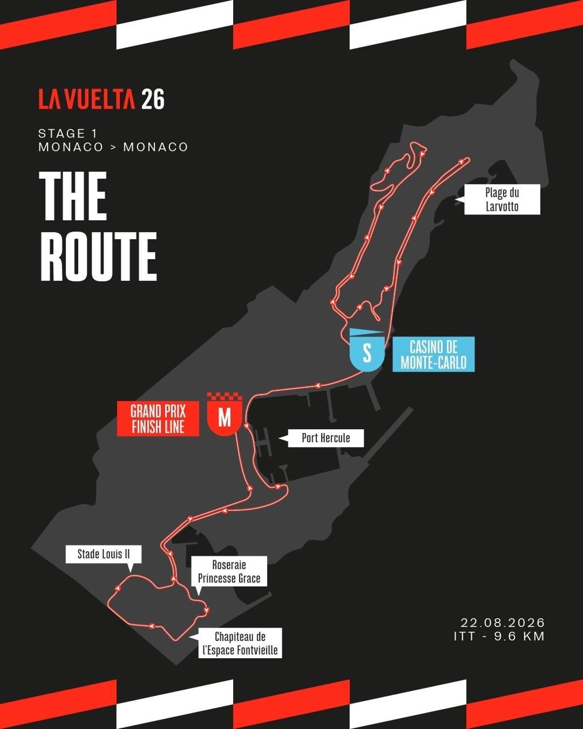 Recorrido de la contrarreloj por Mónaco que da inicio a la Vuelta a Espana 2026