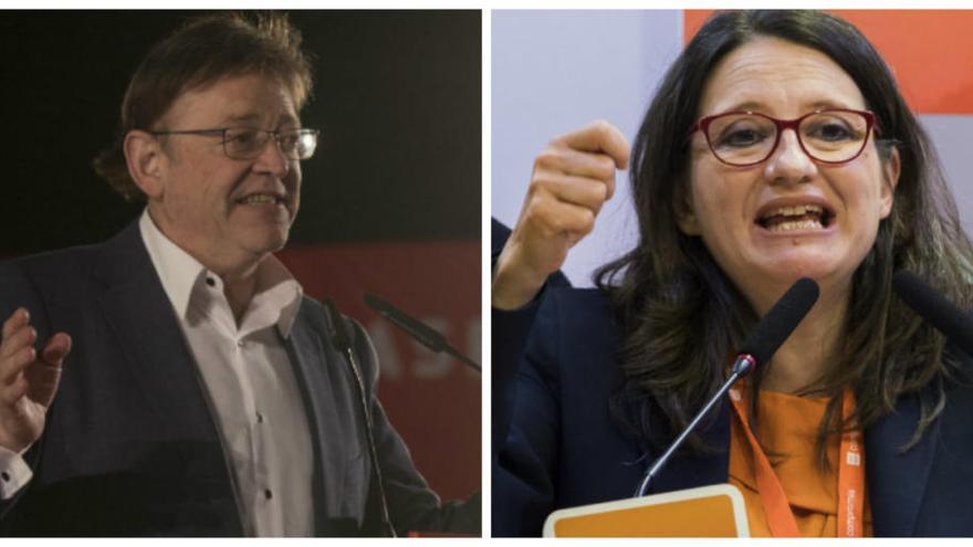 Ximo Puig y Mónica Oltra, en dos recientes comparecencias.