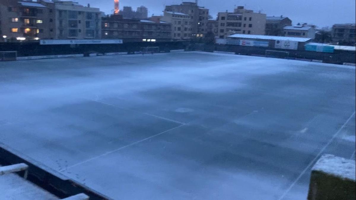 El campo de Na Capellera de Manacor, ayer totalmente nevado.