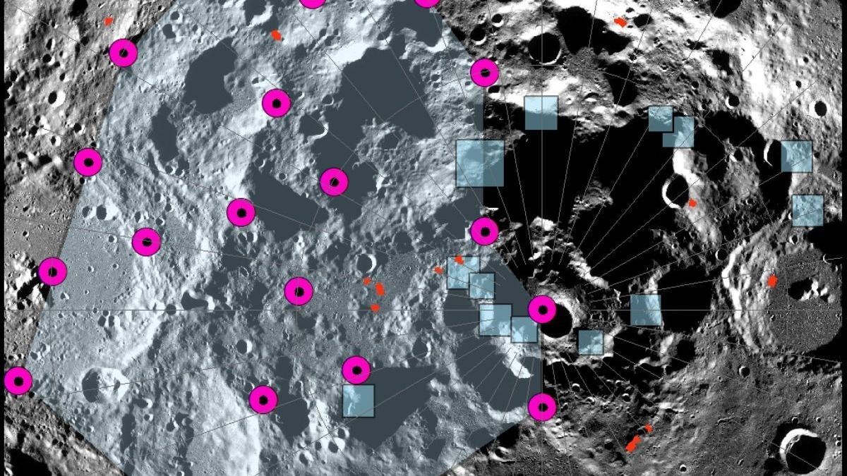 Posibles epicentros del terremoto lunar.