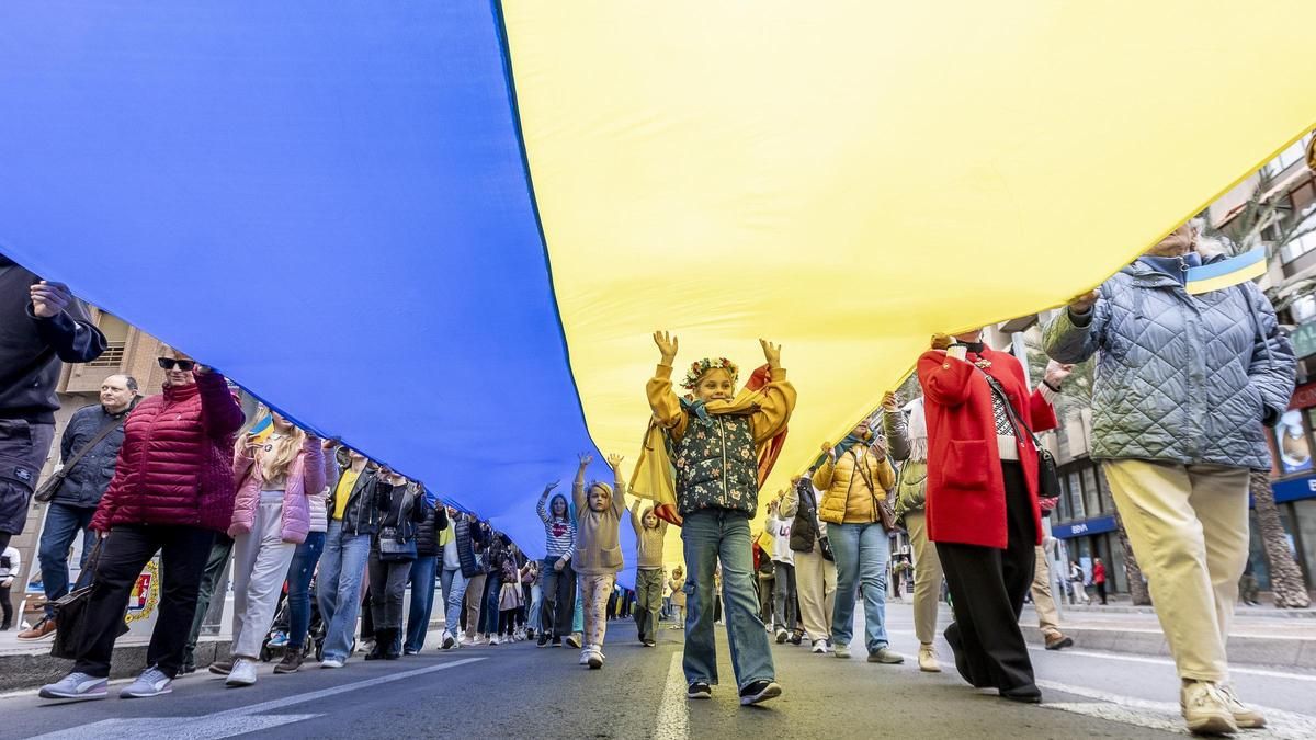 Imagen de una reciente manifestación de apoyo a Ucrania en la capital de la provincia.