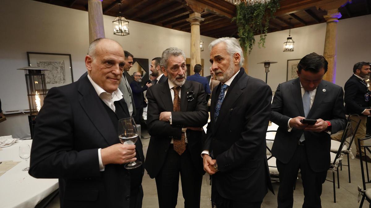 Javier Tebas, Carlos Mouriño, Jesús Martínez y Mikel Arriola, presidente ejecutivo de la Liga de México.