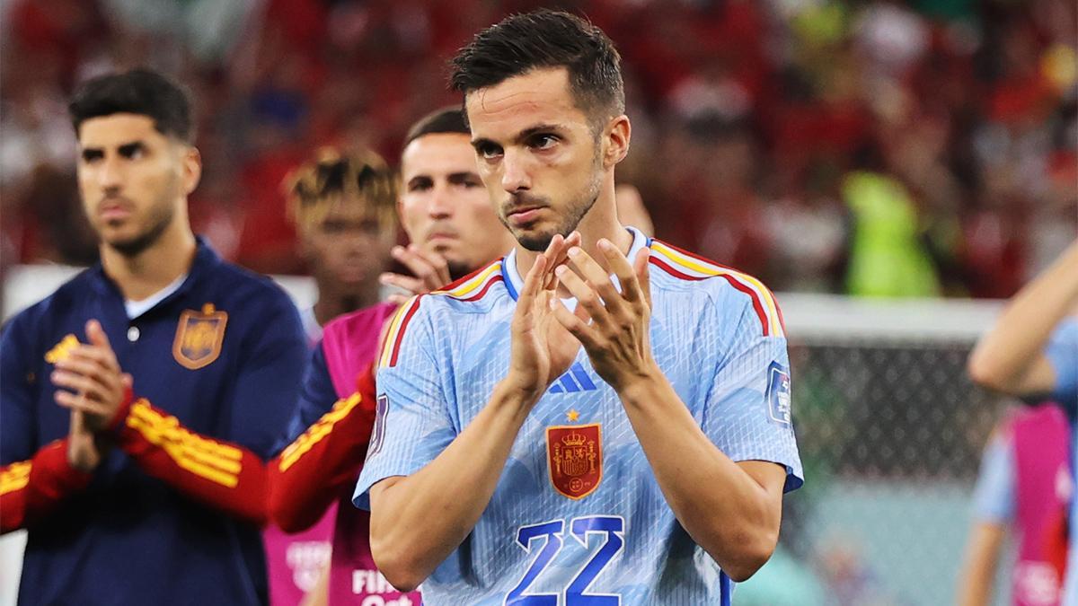 Pablo Sarabia, apenado tras la eliminación de España en octavos de final del Mundial de Qatar