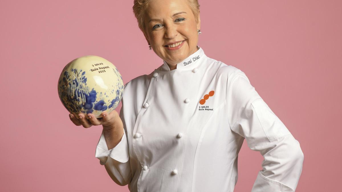 Susi Diaz, con sus tres Soles.