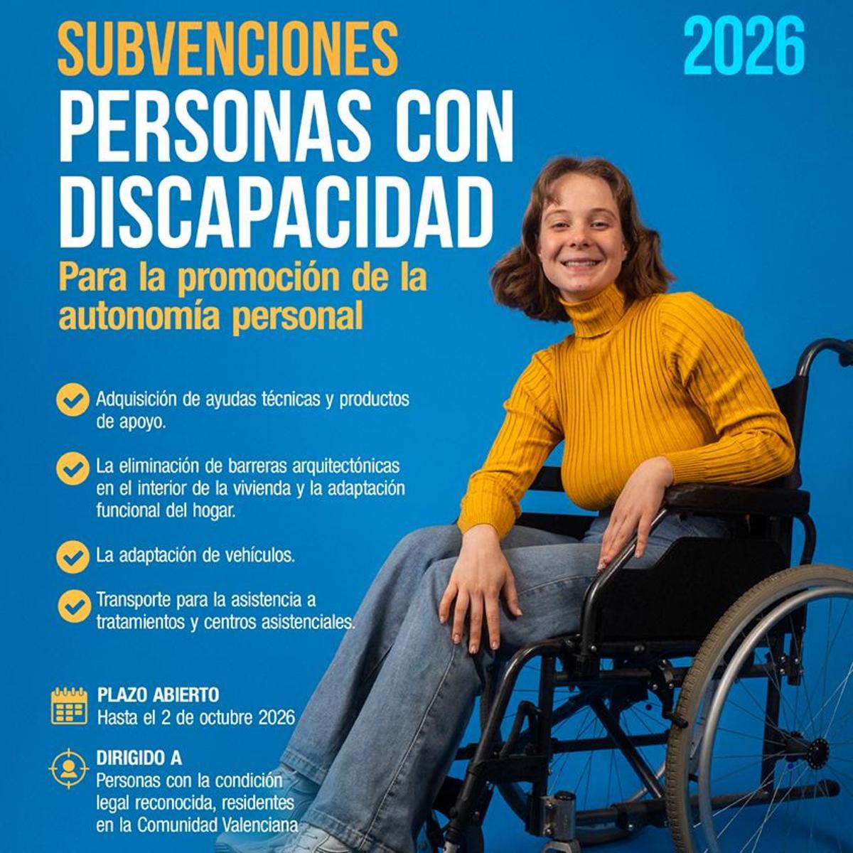 El plazo de la “Subvención Personas con Discapacidad” finaliza el 2 de octubre