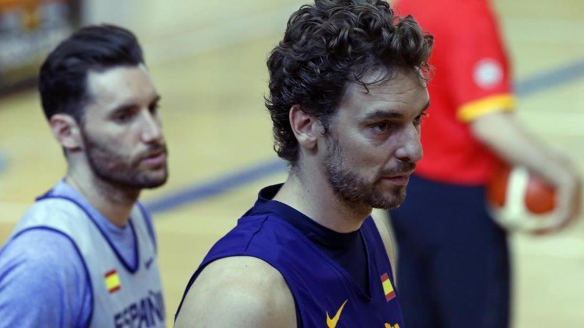 Pau Gasol, en Madrid, con la selección española.