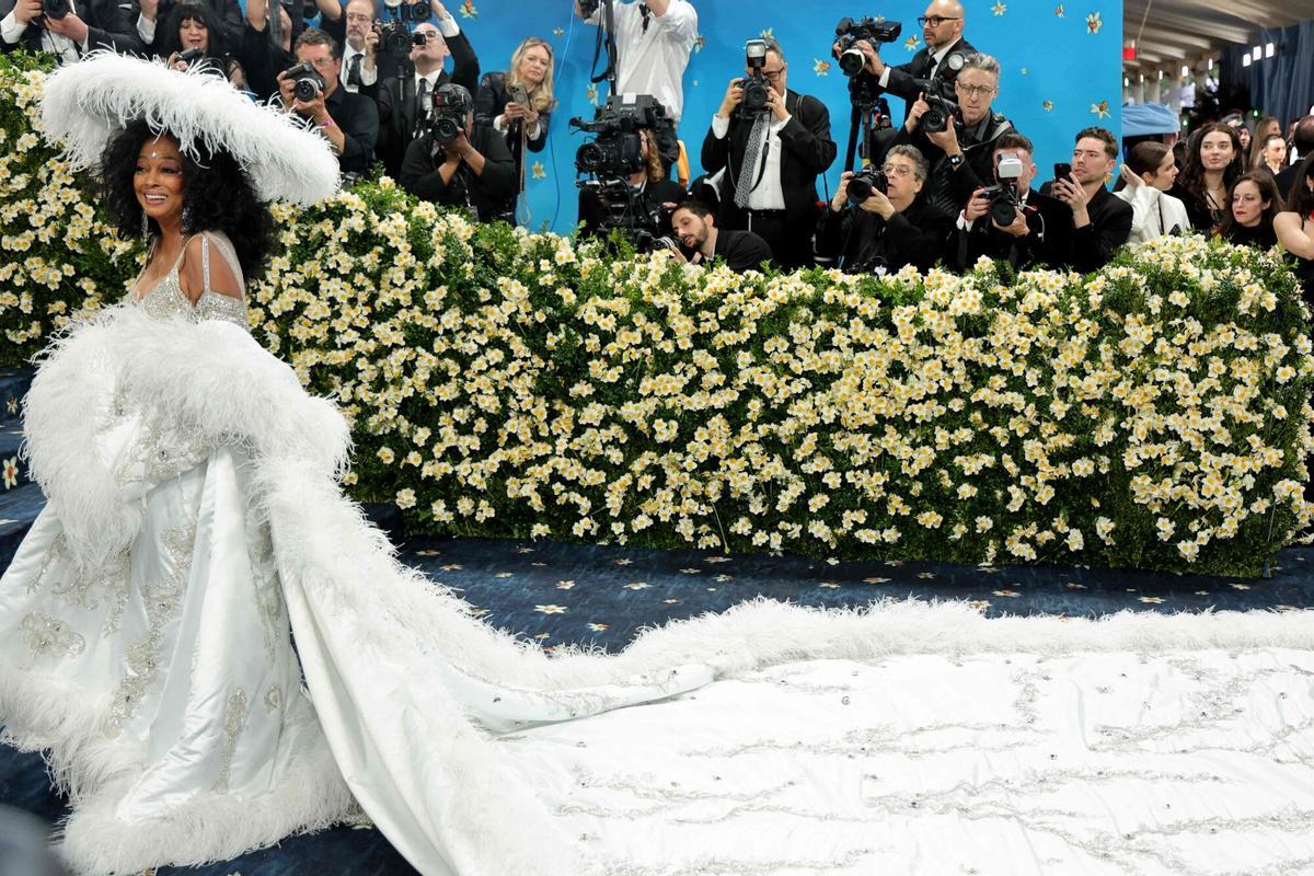 NEW YORK, NEW YORK - MAY 05: Diana Ross attends the 2025 Met Gala Celebrating "Superfine: Tailoring Black Style" at Metropolitan Museum of Art on May 05, 2025 in New York City. Savion Washington/Getty Images/AFP (Photo by Savion Washington / GETTY IMAGES NORTH AMERICA / Getty Images via AFP)