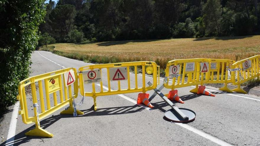 La carretera afectada per les roques.