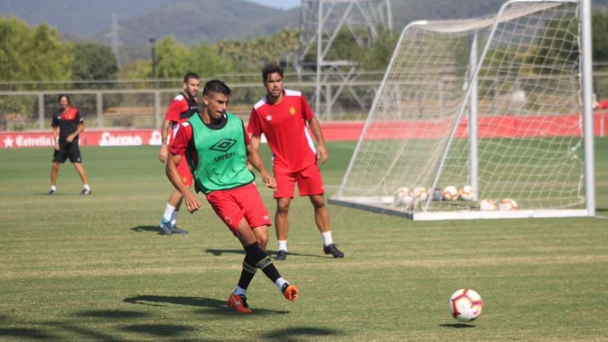 Xisco Campos, en un entrenamiento en Son Bibiloni.