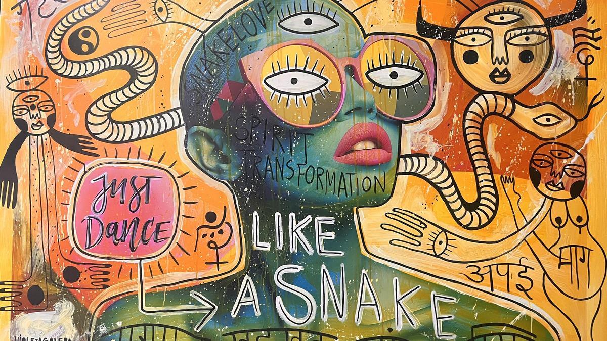 La obra de Jordi Gómez que ha intervenido la artista Violeta Galera.