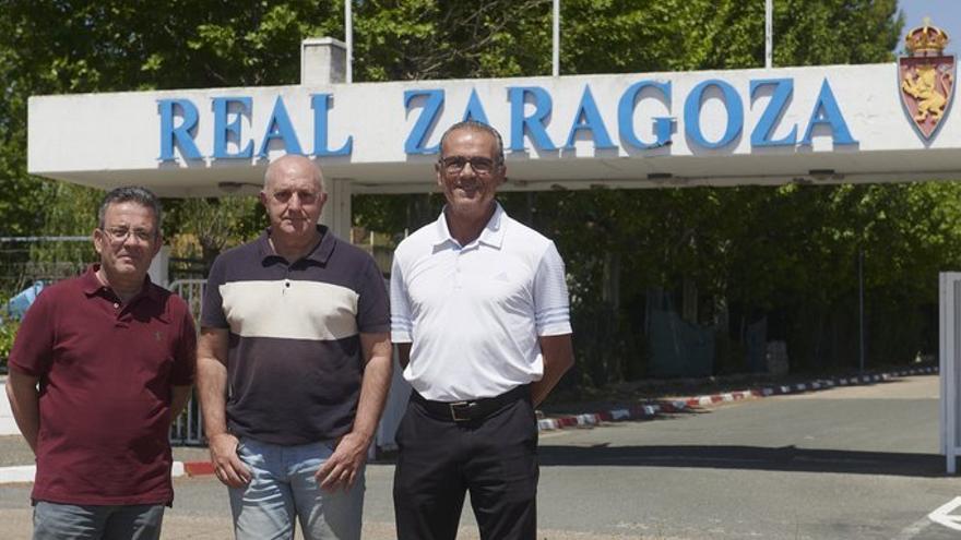 Espinosa, Lozano y Arjol, a la entrada de las instalaciones de la Ciudad Deportiva.