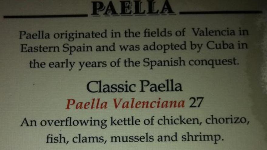 Paella valenciana ´a la cubana´ en un restaurante de Nueva York