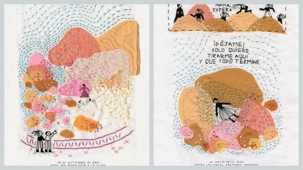 Páginas interiores de 'El cuerpo de cristo', obra ganadora del Premio Nacional de Cómic 2024 que incluye bordados.