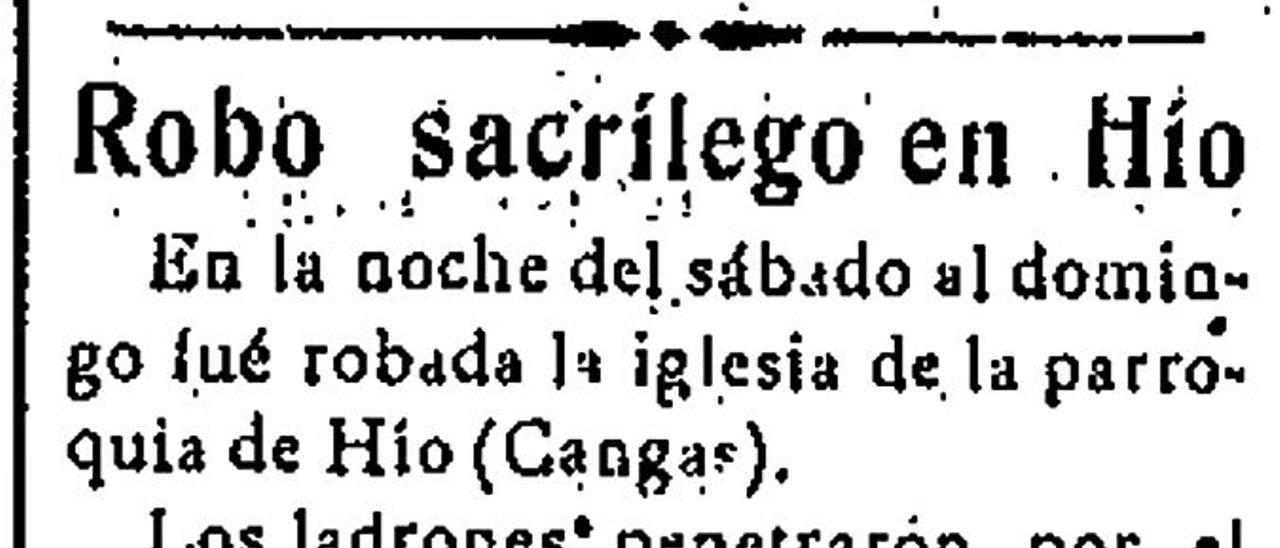 Publicación do roubo en El Progreso o 25/8/1926.