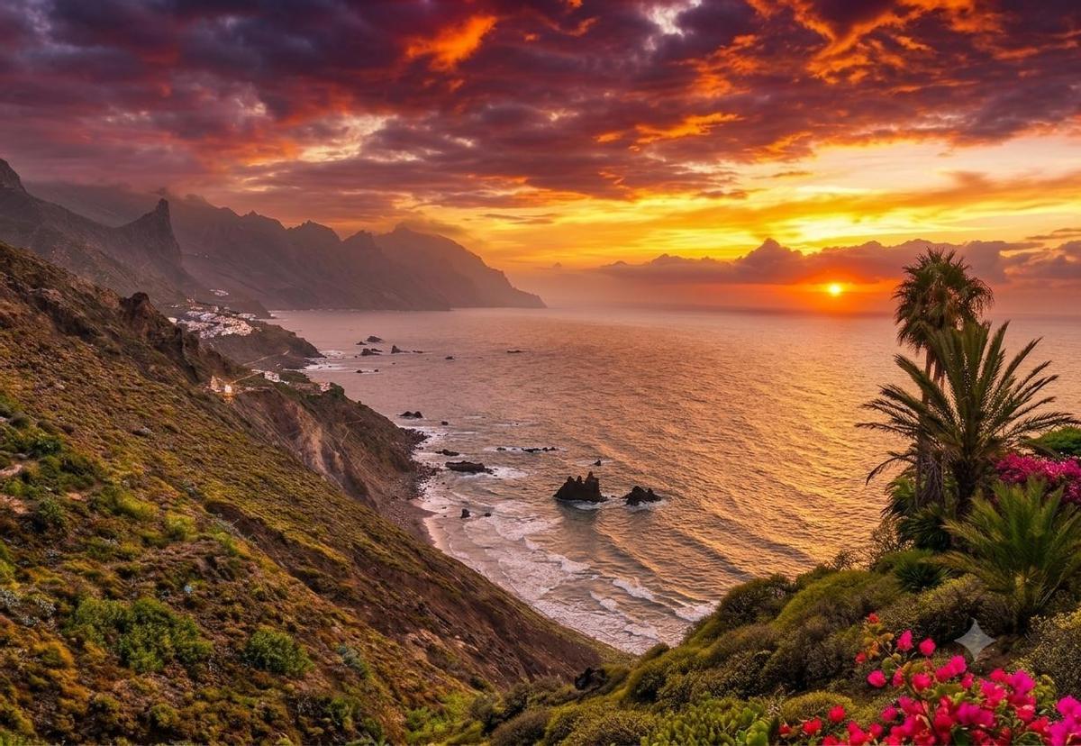 'Atardecer en Benijo', obra que ha quedado en segundo puesto.