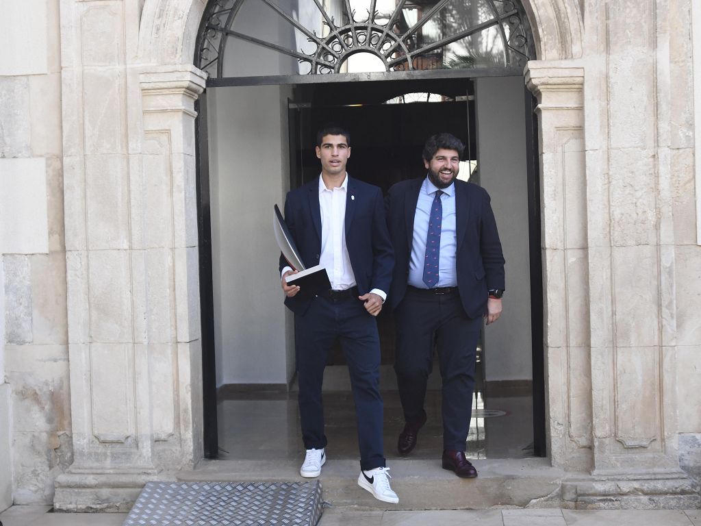 Carlos Alcaraz, en el recibimiento oficial tras su victoria en el Masters de Madrid