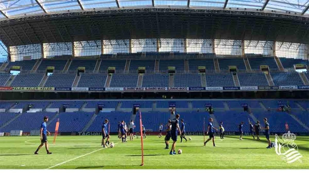 Los jugadores de la Real Sociedad se han entrenado en Anoeta