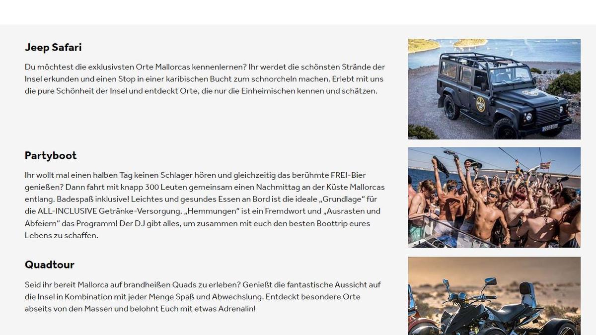 Screenshot der Website von Maxtours.